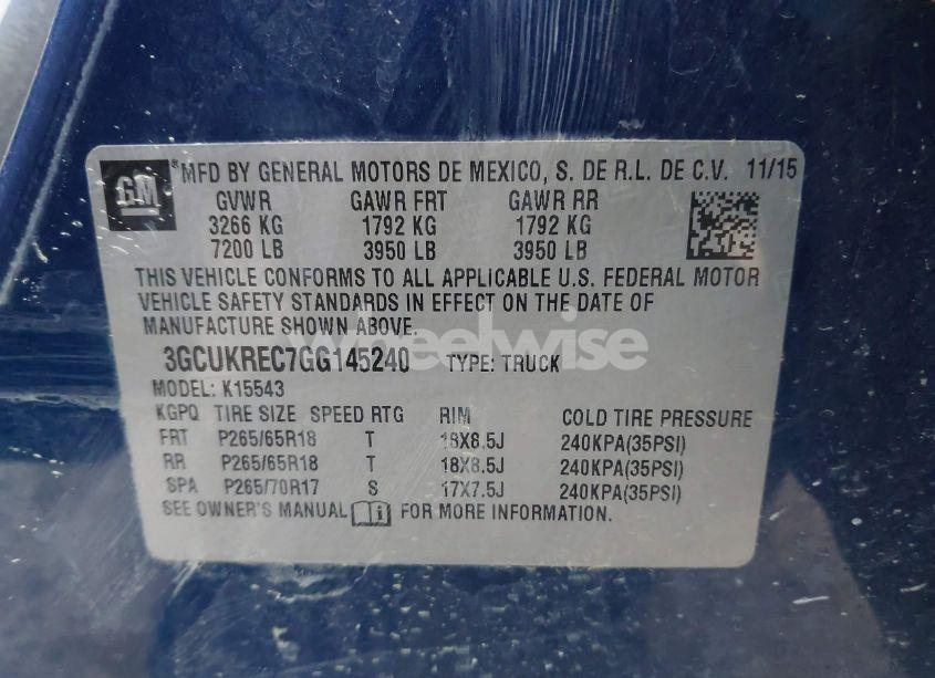 Photo 9 of 2016 Chevrolet Silverado 1500 2LT (VIN 3GCUKREC7GG145240)