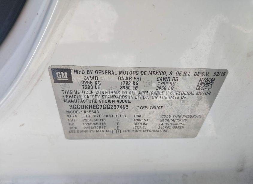 Photo 9 of 2016 Chevrolet Silverado 1500 2LT (VIN 3GCUKREC7GG237495)
