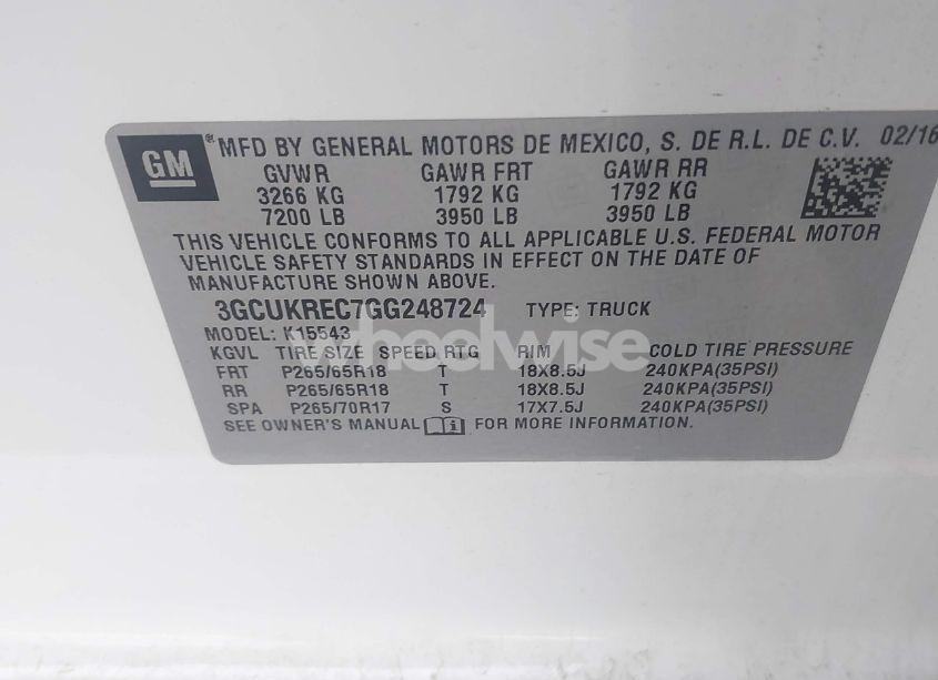 Photo 9 of 2016 Chevrolet Silverado 1500 2LT (VIN 3GCUKREC7GG248724)