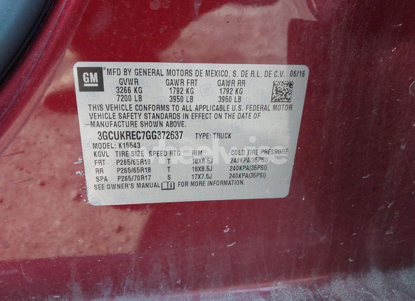 Photo 9 of 2016 Chevrolet Silverado 1500 2LT (VIN 3GCUKREC7GG372637)