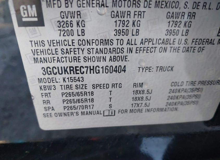 Photo 9 of 2017 Chevrolet Silverado 1500 2LT (VIN 3GCUKREC7HG160404)