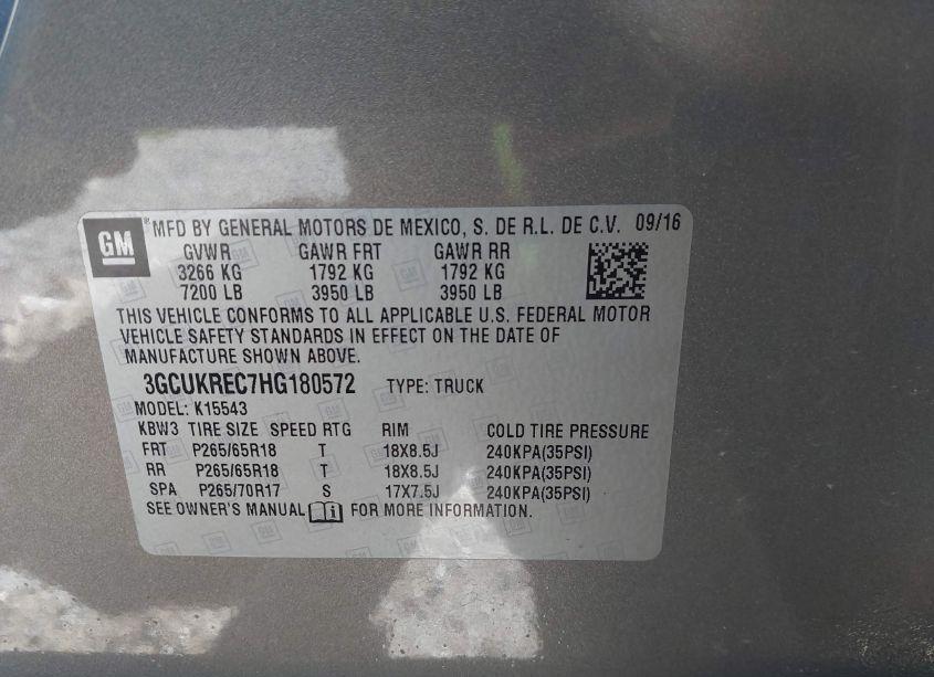 Photo 9 of 2017 Chevrolet Silverado 1500 2LT (VIN 3GCUKREC7HG180572)