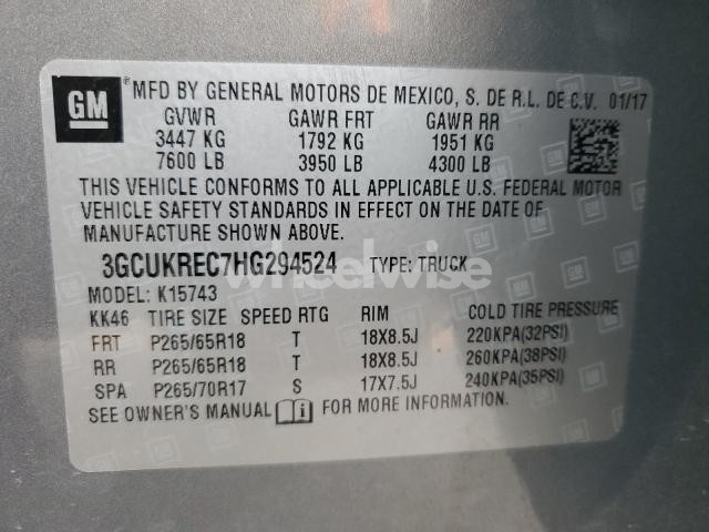 Photo 4 of 2017 CHEVROLET SILVERADO K1500 LT N/A (VIN 3GCUKREC7HG294524)