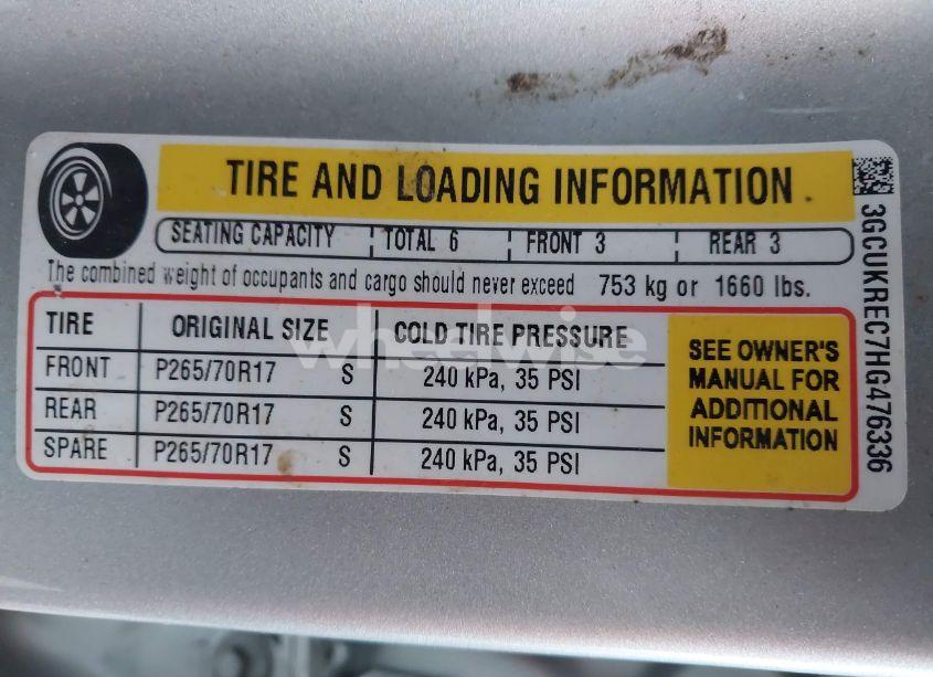 Photo 9 of 2017 Chevrolet Silverado 1500 1LT (VIN 3GCUKREC7HG476336)