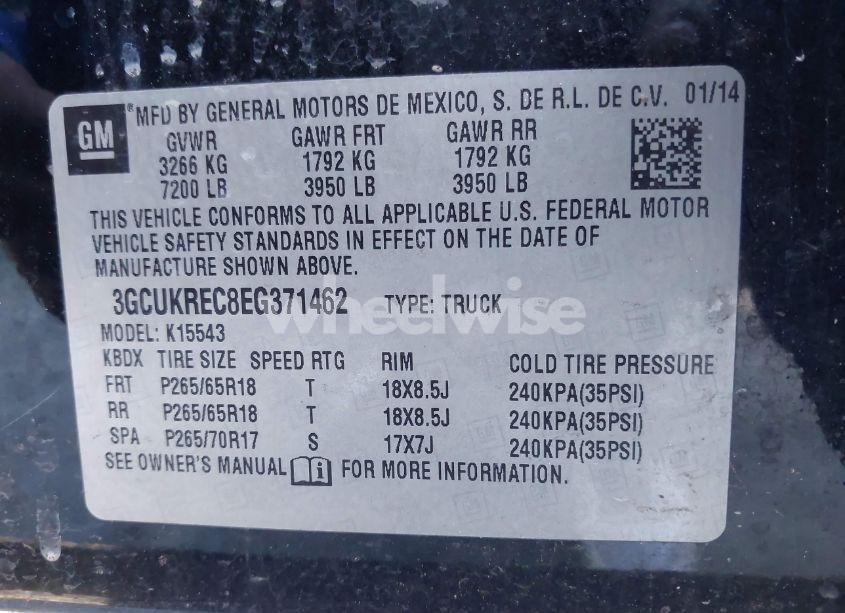 Photo 9 of 2014 Chevrolet Silverado 1500 2LT (VIN 3GCUKREC8EG371462)