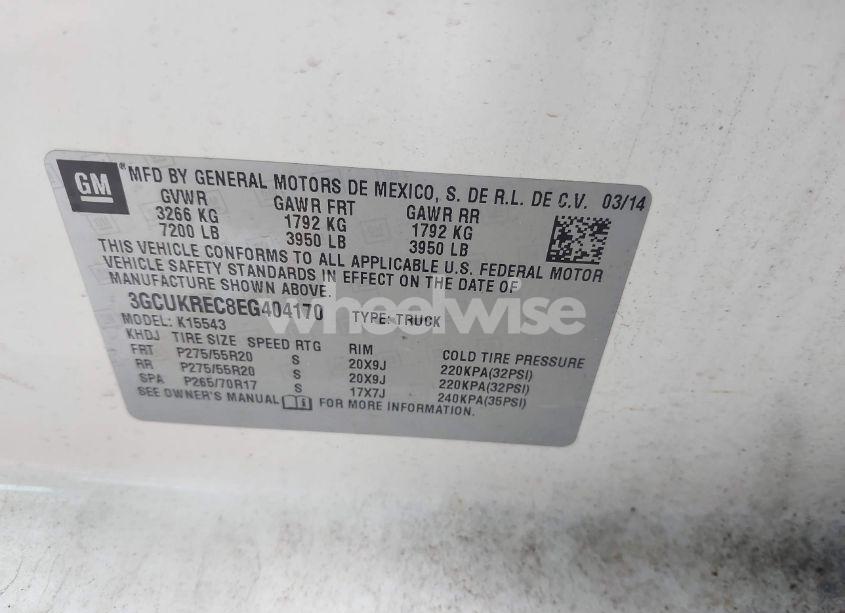 Photo 9 of 2014 Chevrolet Silverado 1500 2LT (VIN 3GCUKREC8EG404170)