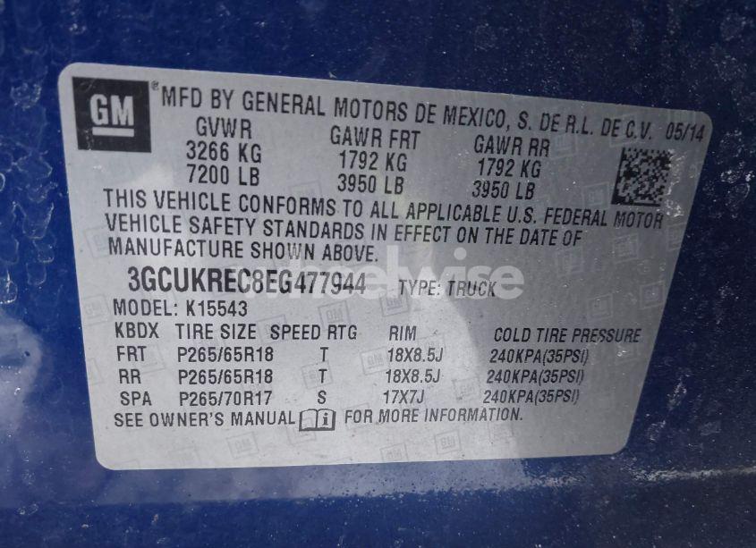 Photo 9 of 2014 Chevrolet Silverado 1500 2LT (VIN 3GCUKREC8EG477944)