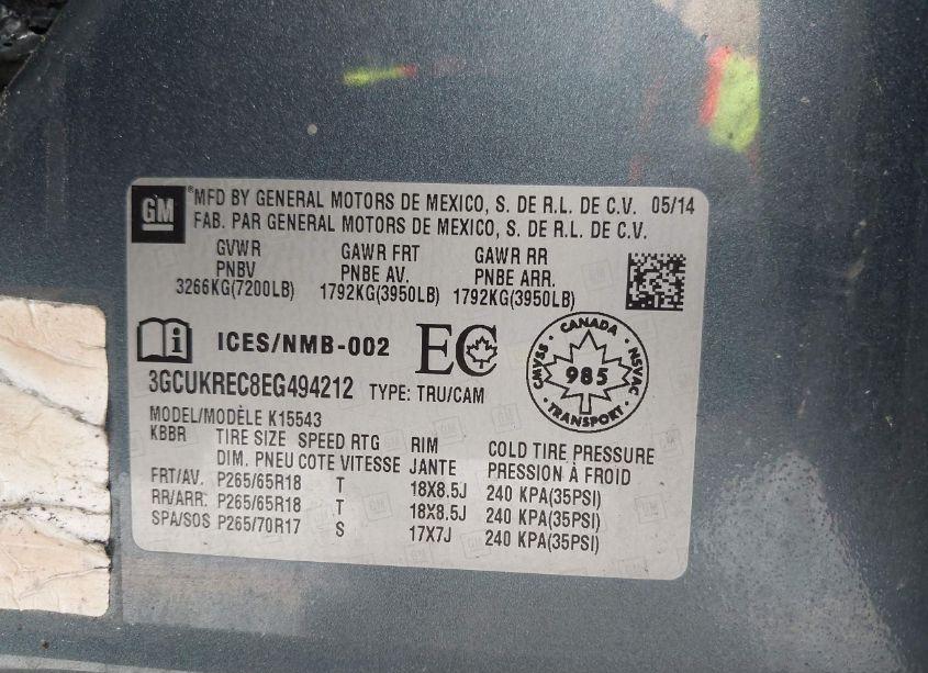 Photo 9 of 2014 Chevrolet Silverado 1500 1LT/2LT (VIN 3GCUKREC8EG494212)