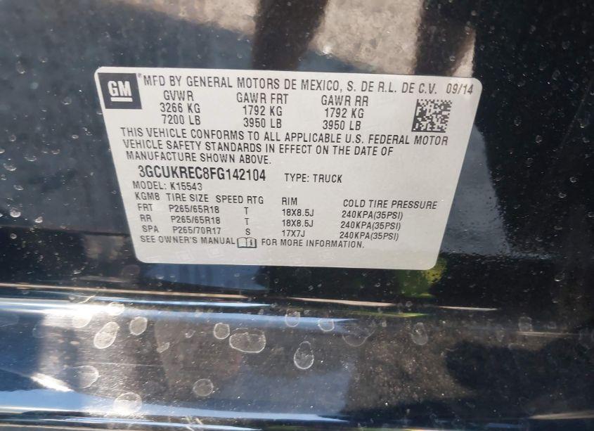 Photo 9 of 2015 Chevrolet Silverado 1500 1LT (VIN 3GCUKREC8FG142104)