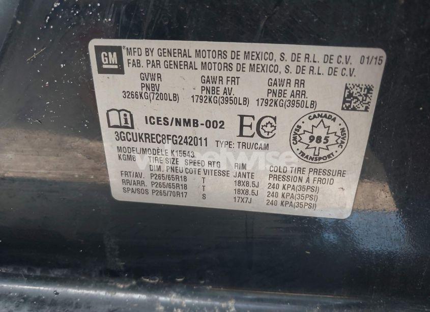 Photo 9 of 2015 Chevrolet Silverado 1500 1LT/2LT (VIN 3GCUKREC8FG242011)