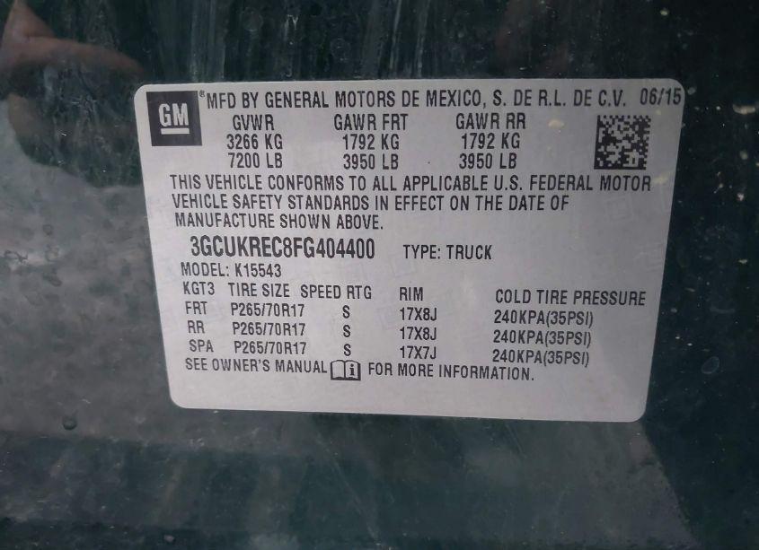 Photo 9 of 2015 Chevrolet Silverado 1500 1LT (VIN 3GCUKREC8FG404400)