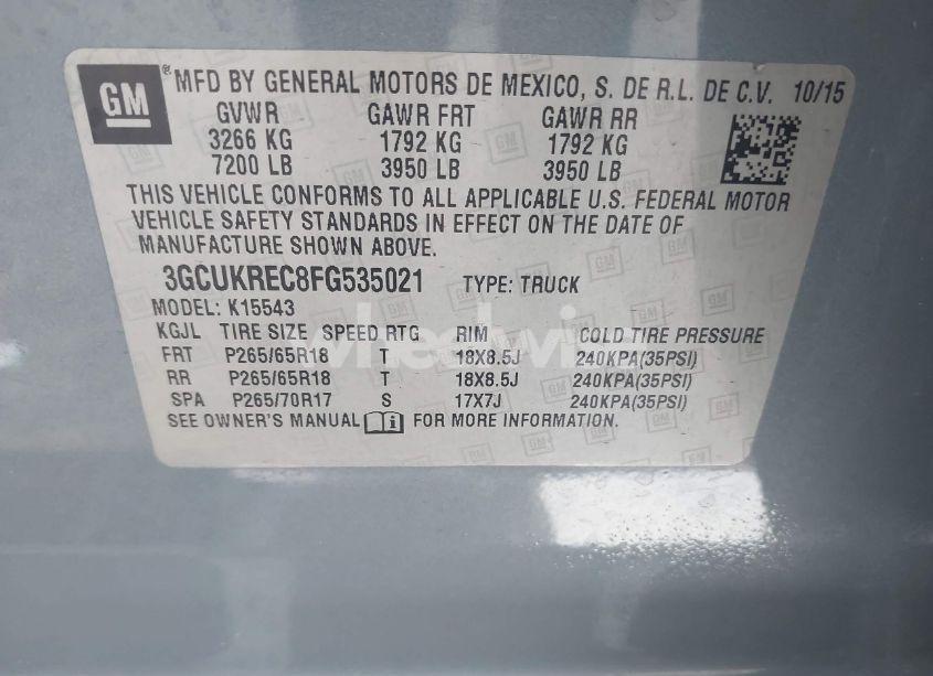 Photo 9 of 2015 Chevrolet Silverado 1500 2LT (VIN 3GCUKREC8FG535021)