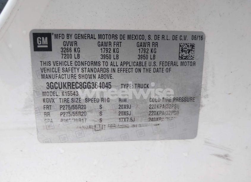 Photo 9 of 2016 Chevrolet Silverado 1500 2LT (VIN 3GCUKREC8GG364045)