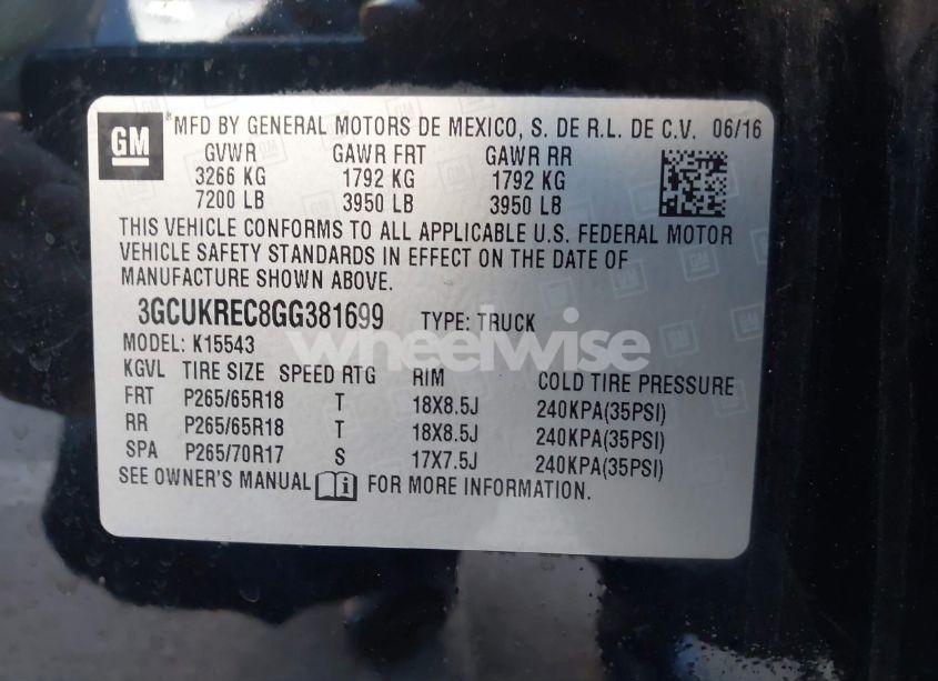 Photo 9 of 2016 Chevrolet Silverado 1500 2LT (VIN 3GCUKREC8GG381699)