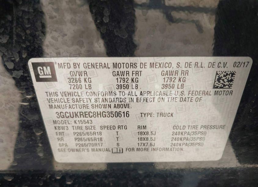 Photo 9 of 2017 Chevrolet Silverado 1500 2LT (VIN 3GCUKREC8HG350616)