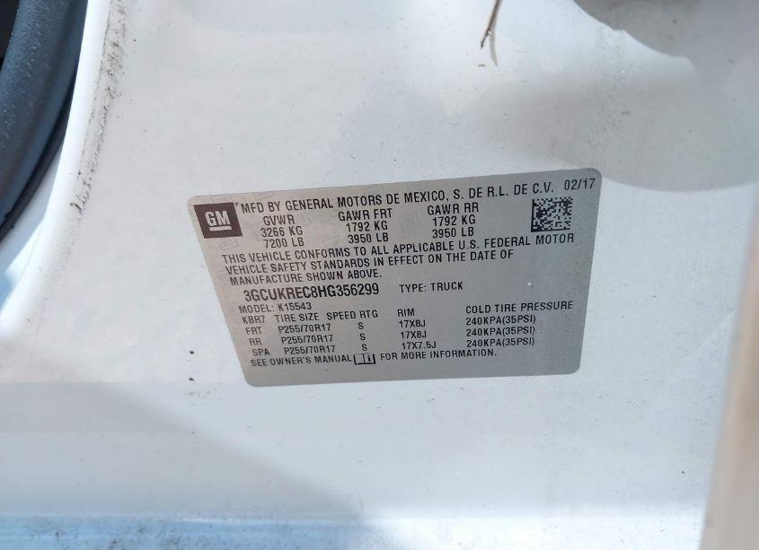 Photo 9 of 2017 Chevrolet Silverado 1500 1LT (VIN 3GCUKREC8HG356299)