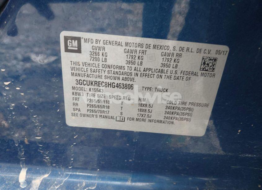 Photo 9 of 2017 Chevrolet Silverado 1500 2LT (VIN 3GCUKREC8HG463806)