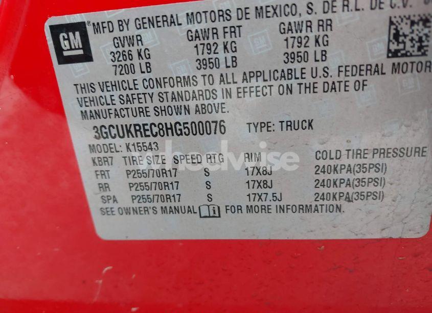 Photo 9 of 2017 Chevrolet Silverado 1500 1LT (VIN 3GCUKREC8HG500076)