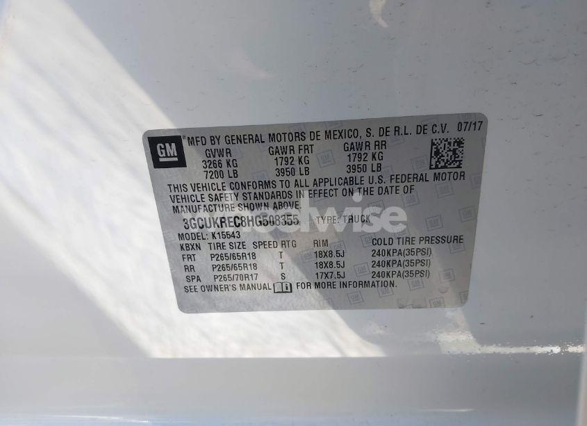 Photo 9 of 2017 Chevrolet Silverado 1500 2LT (VIN 3GCUKREC8HG508355)