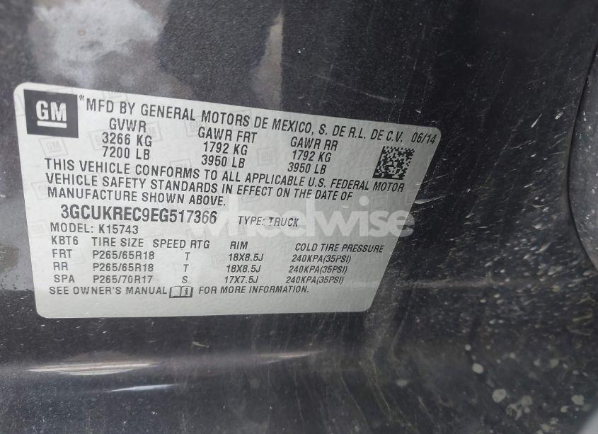 Photo 9 of 2014 Chevrolet Silverado 1500 2LT (VIN 3GCUKREC9EG517366)