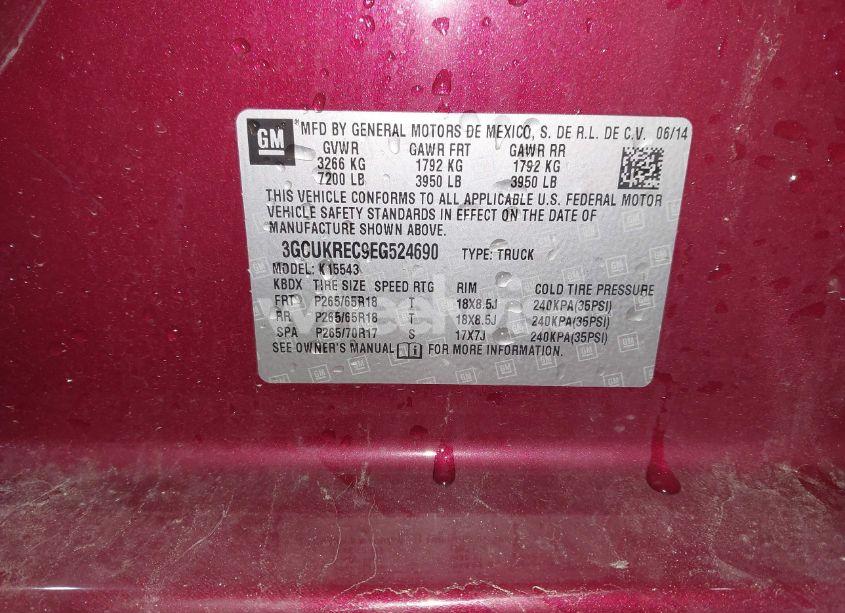 Photo 9 of 2014 Chevrolet Silverado 1500 2LT (VIN 3GCUKREC9EG524690)