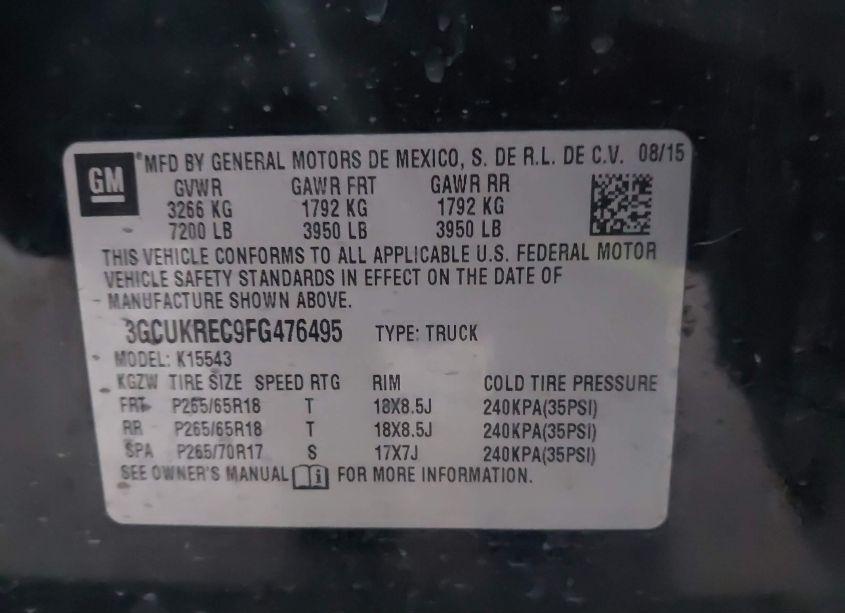 Photo 9 of 2015 Chevrolet Silverado 1500 2LT (VIN 3GCUKREC9FG476495)