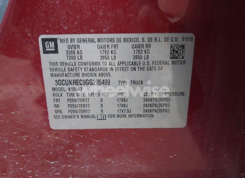 Photo 9 of 2016 Chevrolet Silverado 1500 1LT (VIN 3GCUKREC9GG205499)