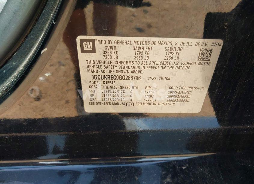 Photo 9 of 2016 Chevrolet Silverado 1500 1LT (VIN 3GCUKREC9GG283796)