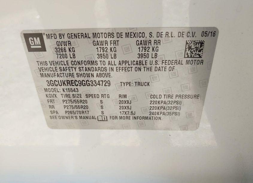 Photo 9 of 2016 Chevrolet Silverado 1500 2LT (VIN 3GCUKREC9GG334729)