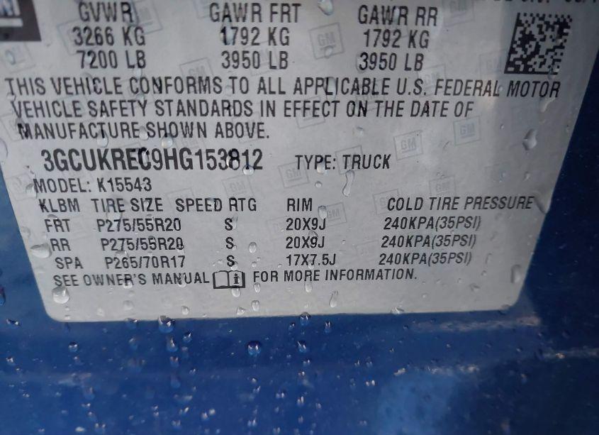 Photo 9 of 2017 Chevrolet Silverado 1500 2LT (VIN 3GCUKREC9HG153812)