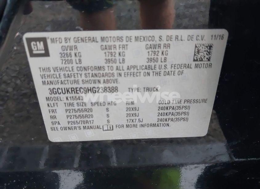 Photo 9 of 2017 Chevrolet Silverado 1500 2LT (VIN 3GCUKREC9HG238388)