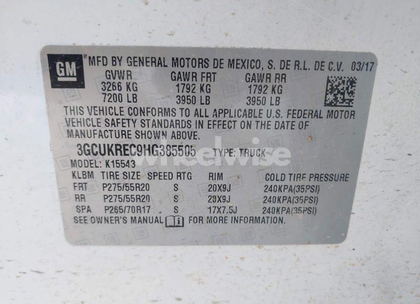 Photo 9 of 2017 Chevrolet Silverado 1500 2LT (VIN 3GCUKREC9HG385505)