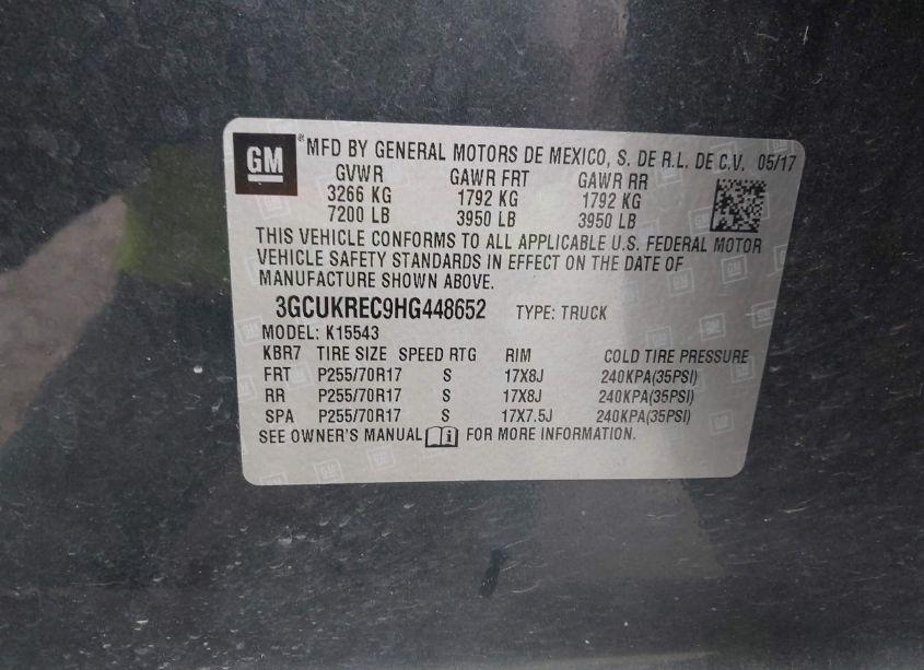 Photo 9 of 2017 Chevrolet Silverado 1500 1LT (VIN 3GCUKREC9HG448652)