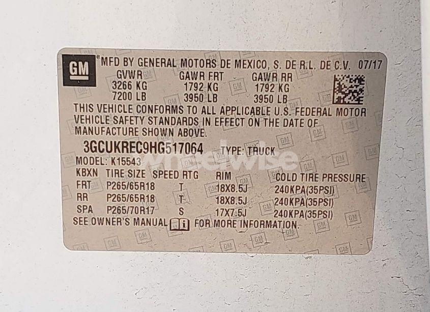 Photo 9 of 2017 Chevrolet Silverado 1500 2LT (VIN 3GCUKREC9HG517064)