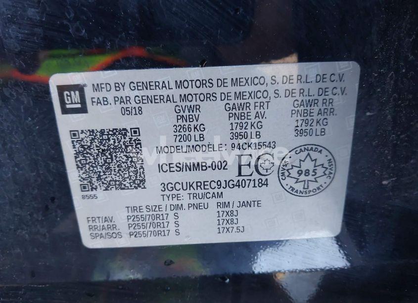 Photo 9 of 2018 Chevrolet Silverado 1500 1LT/2LT (VIN 3GCUKREC9JG407184)