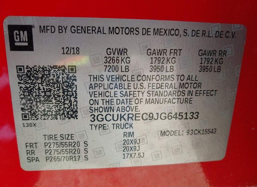 Photo 9 of 2018 Chevrolet Silverado 1500 2LT (VIN 3GCUKREC9JG645133)