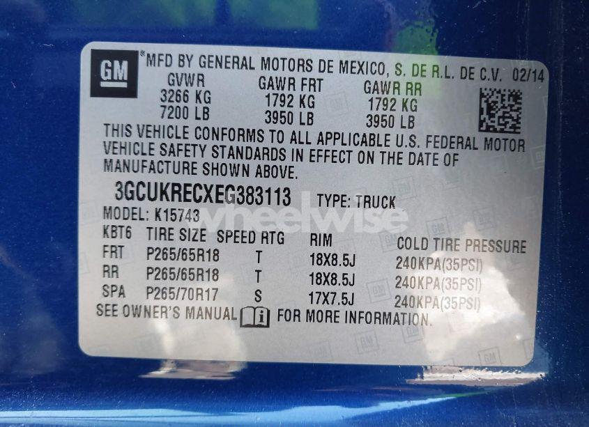 Photo 9 of 2014 Chevrolet Silverado 1500 2LT (VIN 3GCUKRECXEG383113)