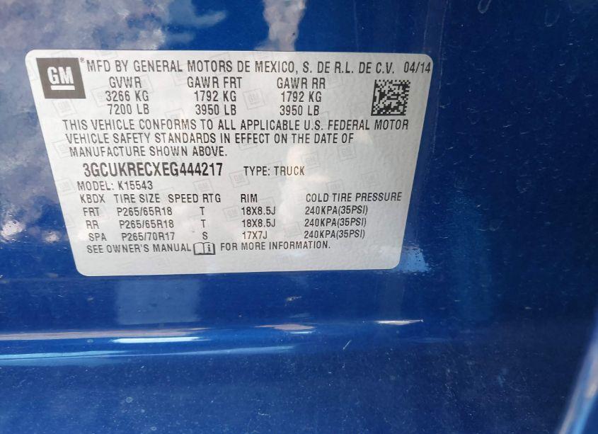 Photo 9 of 2014 Chevrolet Silverado 1500 2LT (VIN 3GCUKRECXEG444217)