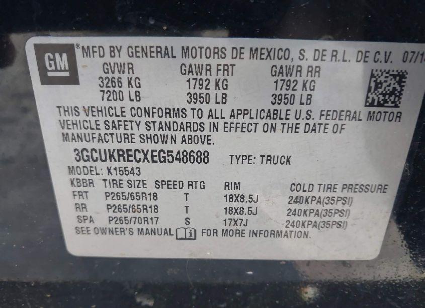 Photo 9 of 2014 Chevrolet Silverado 1500 2LT (VIN 3GCUKRECXEG548688)