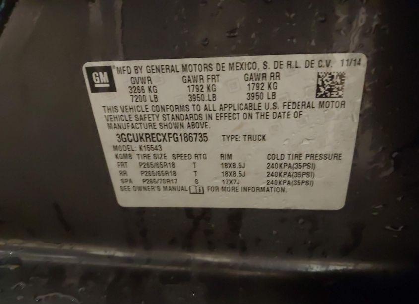 Photo 9 of 2015 Chevrolet Silverado 1500 2LT (VIN 3GCUKRECXFG186735)