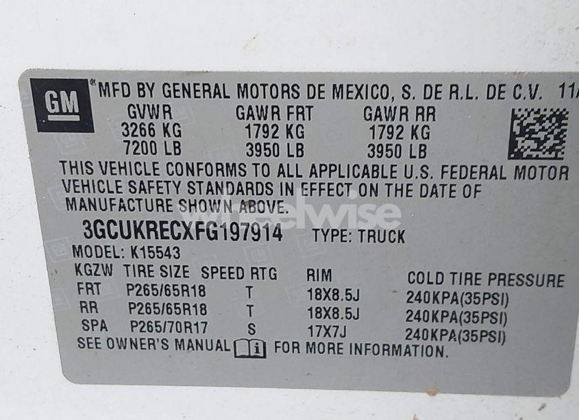 Photo 9 of 2015 Chevrolet Silverado 1500 2LT (VIN 3GCUKRECXFG197914)