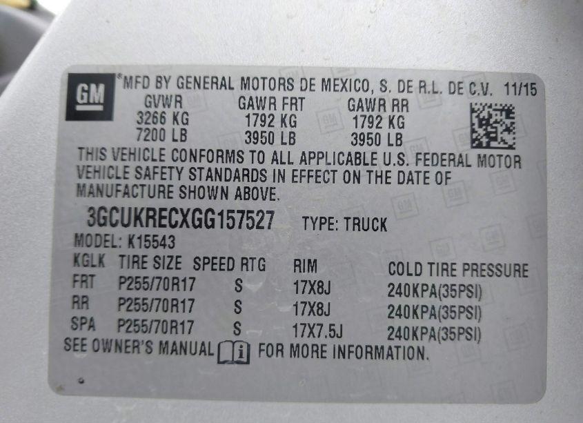 Photo 9 of 2016 Chevrolet Silverado 1500 1LT (VIN 3GCUKRECXGG157527)