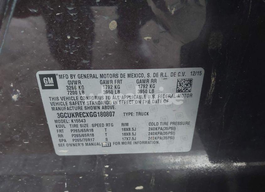 Photo 9 of 2016 Chevrolet Silverado 1500 2LT (VIN 3GCUKRECXGG180807)