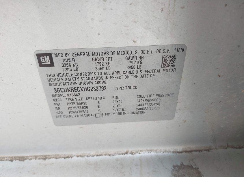 Photo 9 of 2017 Chevrolet Silverado 1500 1LT (VIN 3GCUKRECXHG233782)