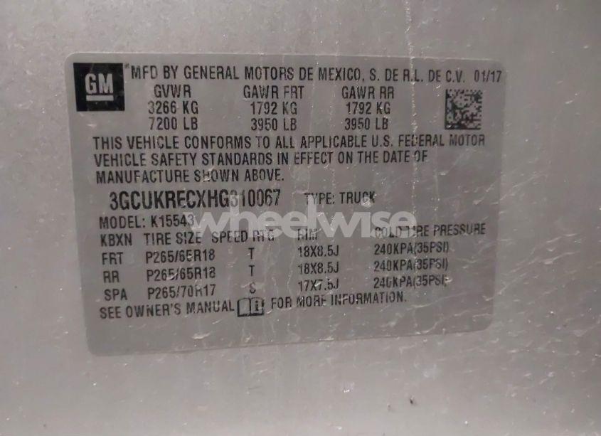 Photo 9 of 2017 Chevrolet Silverado 1500 2LT (VIN 3GCUKRECXHG310067)