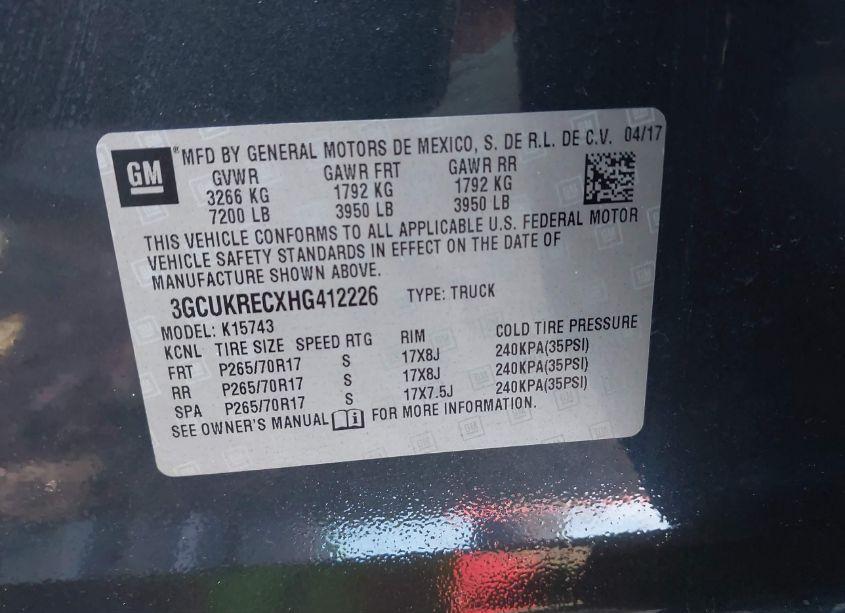 Photo 9 of 2017 Chevrolet Silverado 1500 1LT (VIN 3GCUKRECXHG412226)