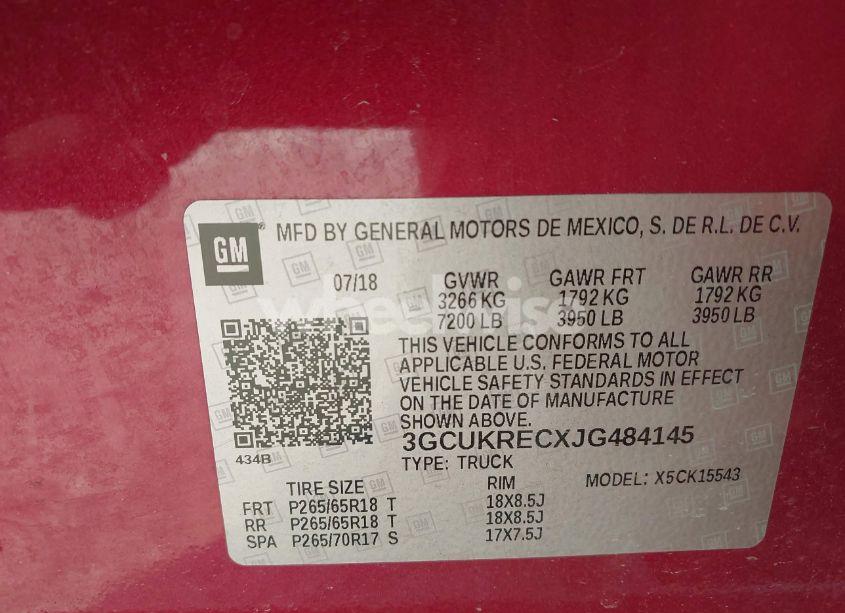 Photo 9 of 2018 Chevrolet Silverado 1500 2LT (VIN 3GCUKRECXJG484145)