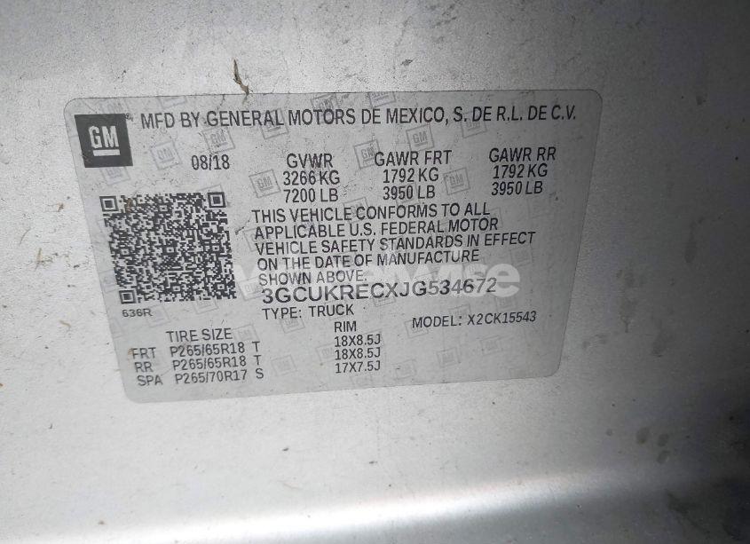 Photo 9 of 2018 Chevrolet Silverado 1500 2LT (VIN 3GCUKRECXJG534672)