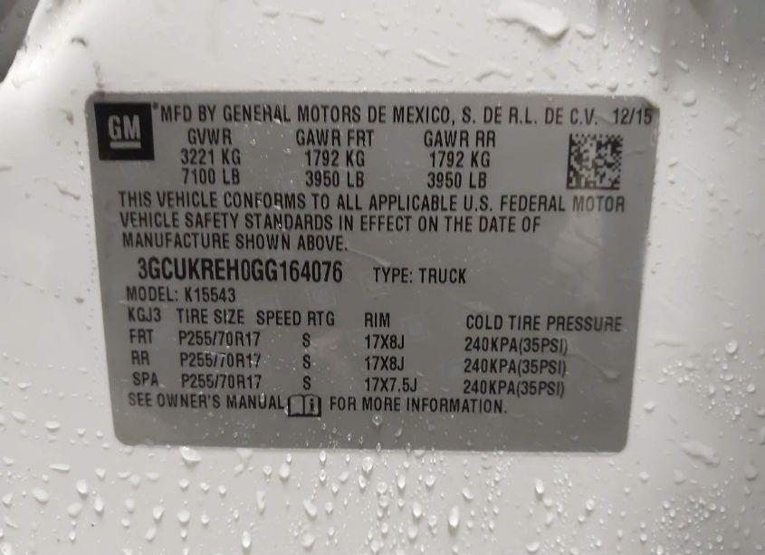 Photo 9 of 2016 Chevrolet Silverado 1500 1LT (VIN 3GCUKREH0GG164076)