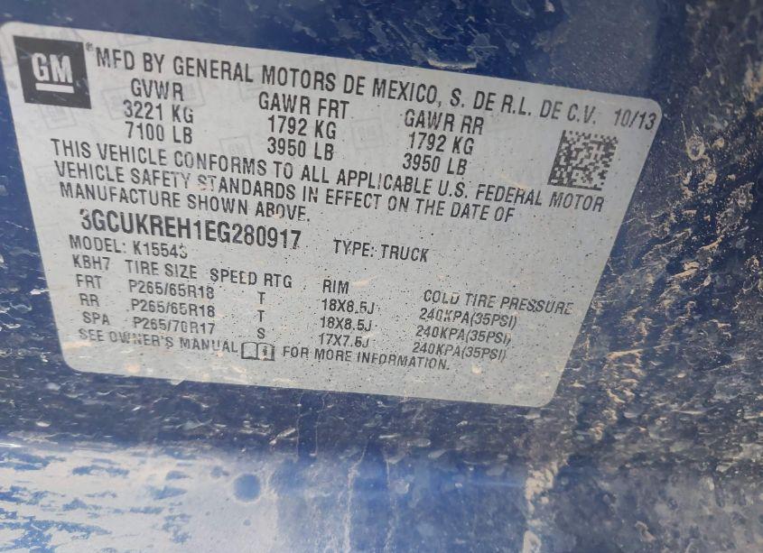 Photo 9 of 2014 Chevrolet Silverado 1500 2LT (VIN 3GCUKREH1EG280917)